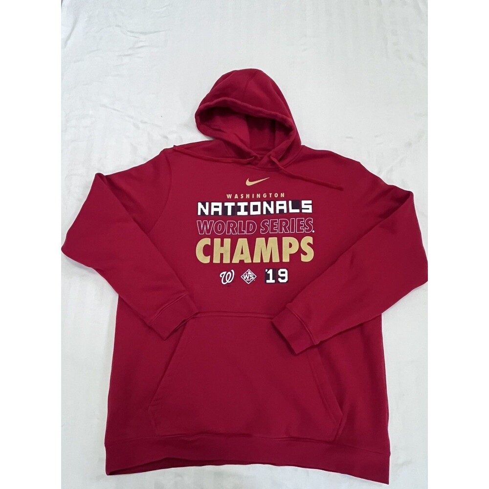Nike MLB Washington Nationals 2019 World Series Champs Red Pullover Hoodie XXL
